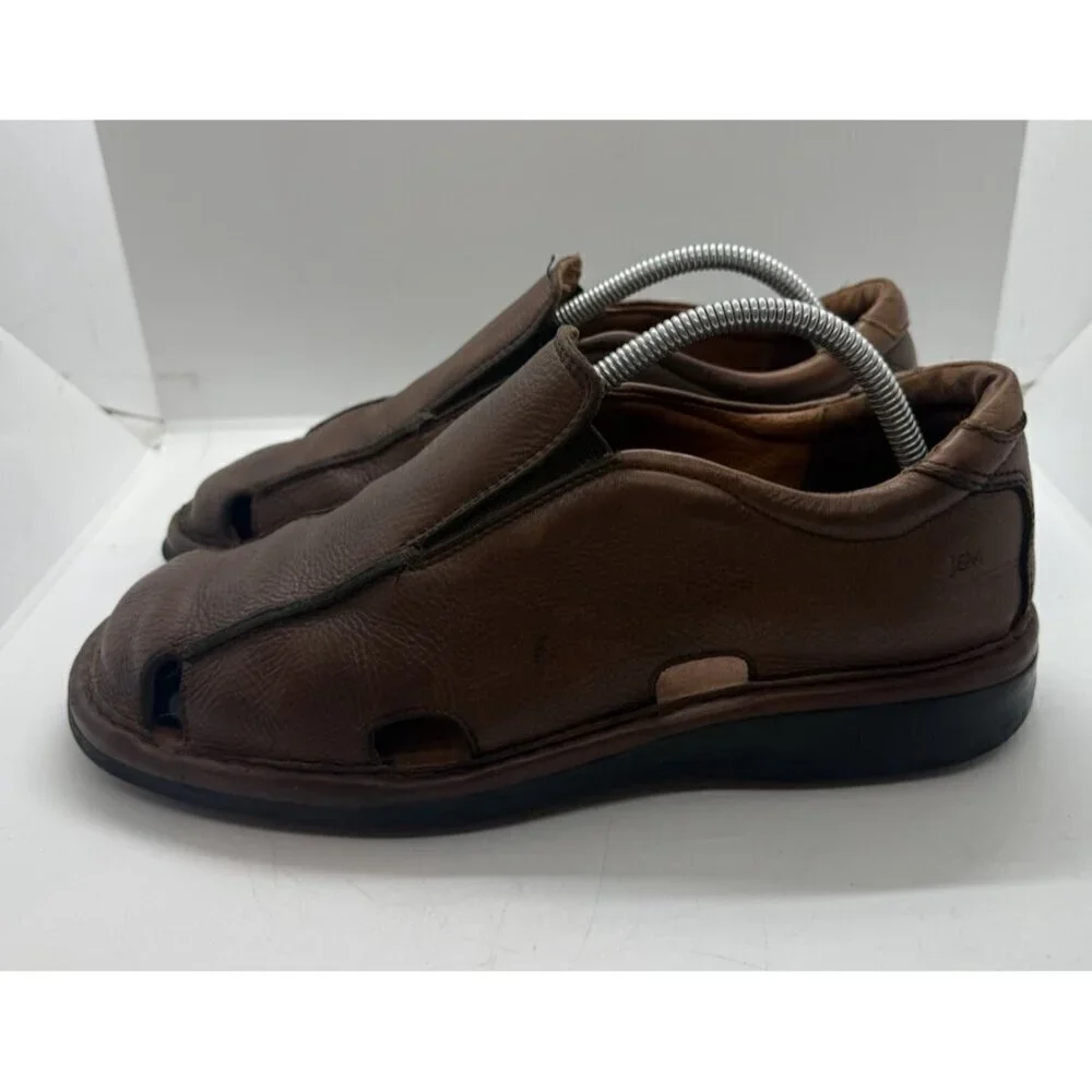 Johnston & Murphy Brown Leather Slip-On Men's Fisherman Sandals Shoes Sz 9 #8186